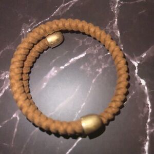 Plunder Tan Braided Rope Bracelet with Gold Caps